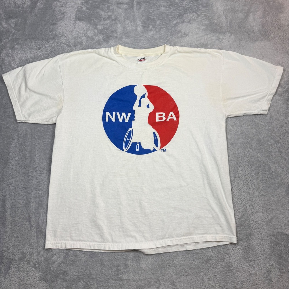 Vintage Anvil NWBA Wheelchair Basketball T Shirt Mens XL White Graphic 90s